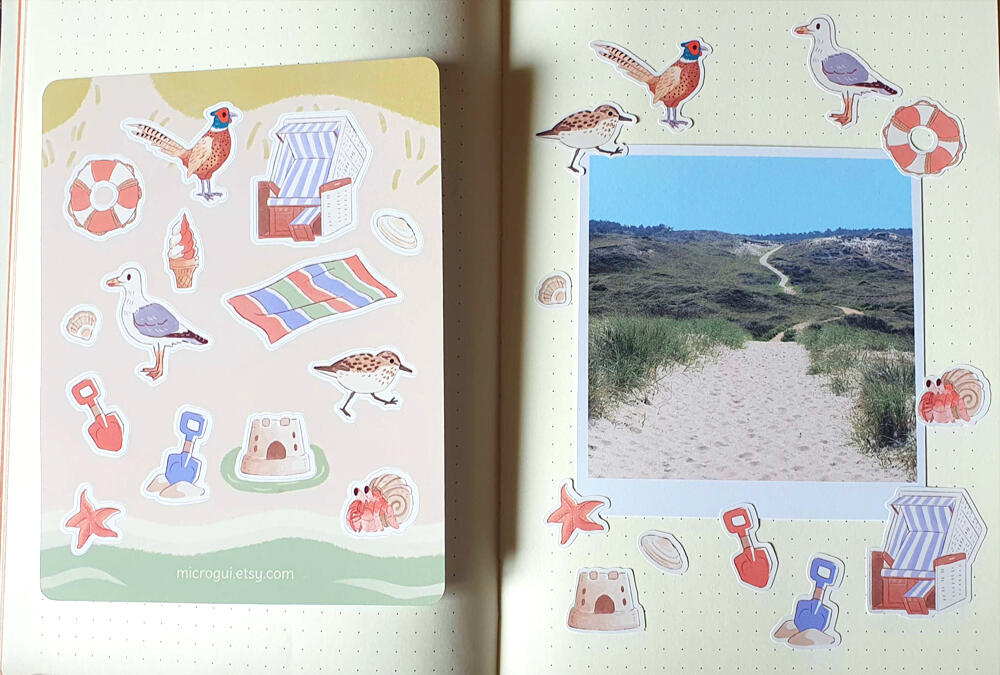 Different beach themed stickers.