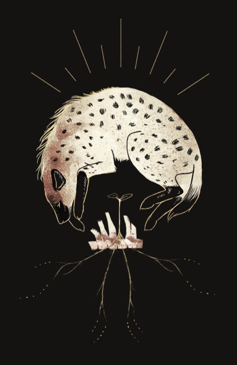 Digital illustration of a spotted hyena.